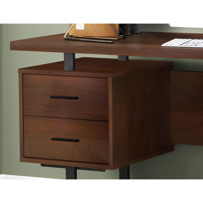 Solid Wood Computer Desk Dark Brown Black